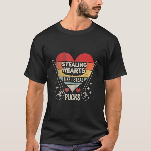 Sporend hart zoals ik Steal Pucks Valentijnsdag L T-shirt (Voorkant)