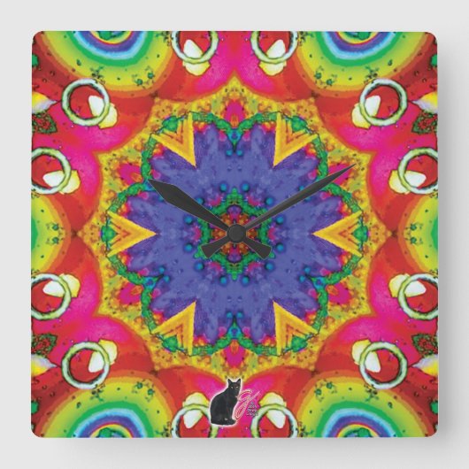 Spores Kaleidoscoop Vierkante Klok (Voorkant)