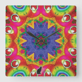 Spores Kaleidoscope Vierkante Klok (Voorkant)