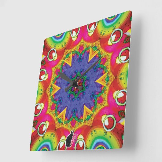 Spores Kaleidoscope Vierkante Klok (Hoek)