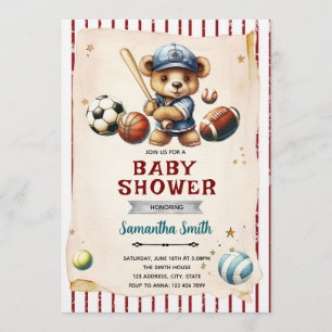 Sport едва wachten Baby Shower Uitnodiging