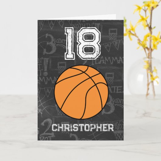 Sport 18e verjaardag Basketball Kaart (Gele Bloem)