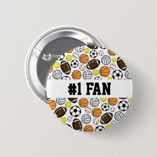 Sport #1 Fan Team Spirit Balls Ronde Button 5,7 Cm (Voorkant /achterkant)