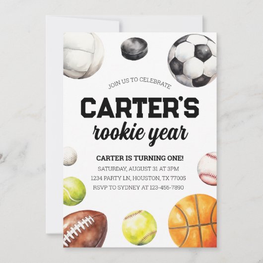 Sport 1e verjaardag uitnodiging (Voorkant)