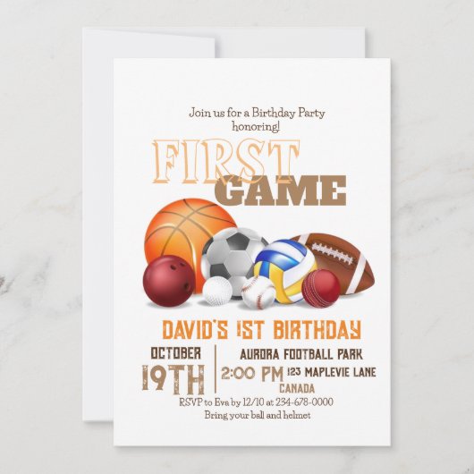 Sport 1e Verjaardagsfeestje Sport Eerste Verjaarda Kaart (Voorkant)