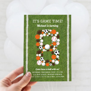 Sport 8e verjaardag Party uitnodiging