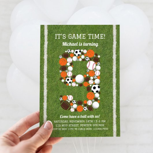 Sport 9e Verjaardagsfeest Uitnodiging