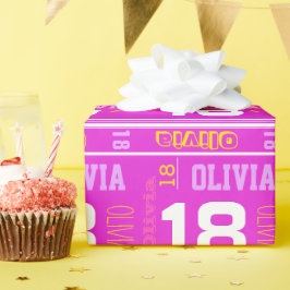 Sport aangepaste naam leeftijd meisjes 18e verjaar cadeaupapier