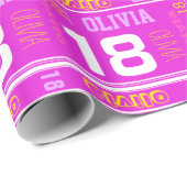 Sport aangepaste naam leeftijd meisjes 18e verjaar cadeaupapier (Rol Hoek)