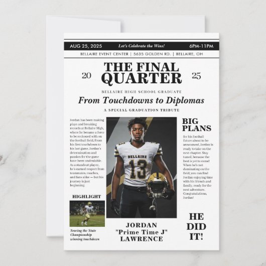 Sport Afstuderen Uitnodiging Sport Krant (Voorkant)