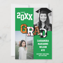 Sport Afstuderen Voetbal Basketball Football Groen Kaart