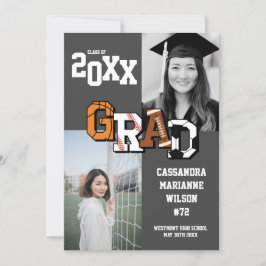 Sport Afstuderen Voetbal Basketball Football Invit Kaart