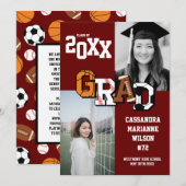 Sport Afstuderen Voetbal Basketball Football Maroo Kaart (Voorkant / Achterkant)