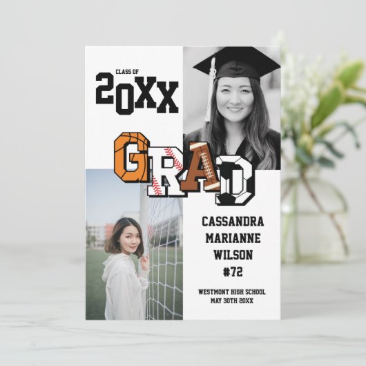 Sport Afstuderen Voetbal Football Kaart (Staand voorkant)