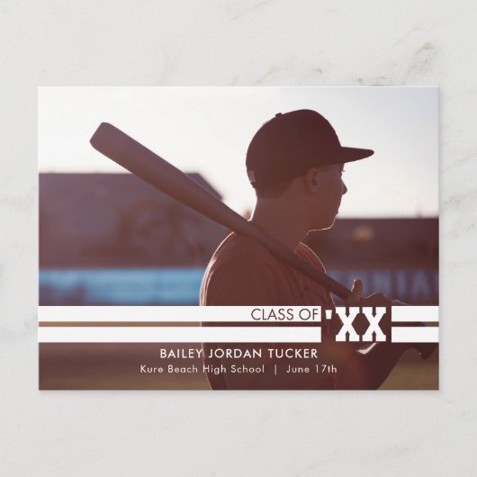 Sport Afstuderen volledige fotoaankondiging Briefkaart (Voorkant)