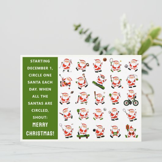 Sport Aftellen Kerstmis Kaarten (Staand voorkant)