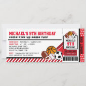 Sport All Star Ticket Pass Birthday Uitnodiging (Voorkant)