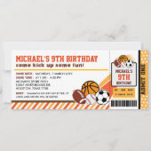 Sport All Star Ticket Pass Birthday Uitnodiging (Voorkant)
