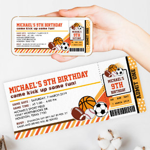 Sport All Star Ticket Pass Birthday Uitnodiging
