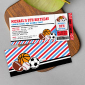 Sport All Star Ticket Pass Birthday Uitnodiging