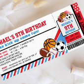 Sport All Star Ticket Pass Birthday Uitnodiging
