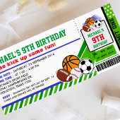 Sport All Star Ticket Pass Birthday Uitnodiging