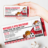 Sport All Star Ticket Pass Birthday Uitnodiging