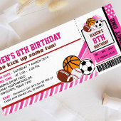 Sport All Star Ticket Pass Birthday Uitnodiging