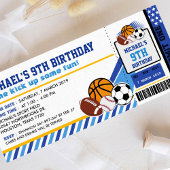 Sport All Star Ticket Pass Birthday Uitnodiging