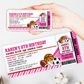 Sport All Star Ticket Pass Birthday Uitnodiging