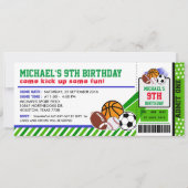 Sport All Star Ticket Pass Birthday Uitnodiging (Voorkant)