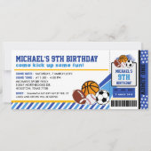 Sport All Star Ticket Pass Birthday Uitnodiging (Voorkant)