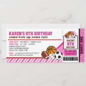 Sport All Star Ticket Pass Birthday Uitnodiging (Voorkant)