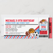 Sport All Star Ticket Pass Birthday Uitnodiging (Voorkant)