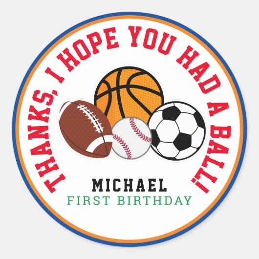 Sport Alle Ster Partij Dank u voor Markering Ronde Sticker (Voorkant)
