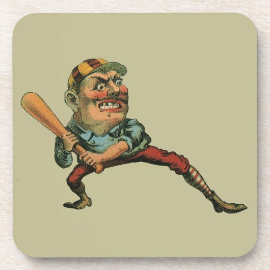  sport, Angry Baseball Player Batter Bier Onderzetter (Voorkant)