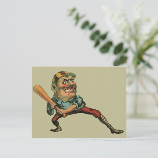  sport, Angry Baseball Player Batter Briefkaart (Staand voorkant)