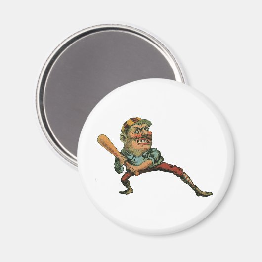  sport, Angry Baseball Player Batter Magneet (Voorkant / Achterkant)