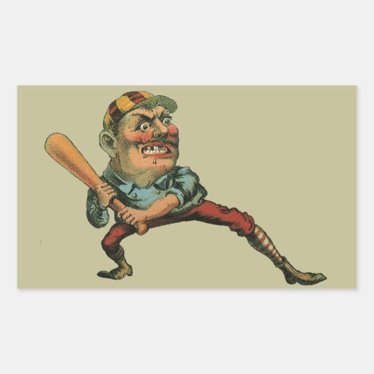  sport, Angry Baseball Player Batter Rechthoekige Sticker (Voorkant)