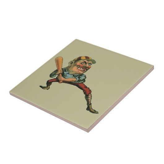  sport, Angry Baseball Player Batter Tegeltje (Zijkant)