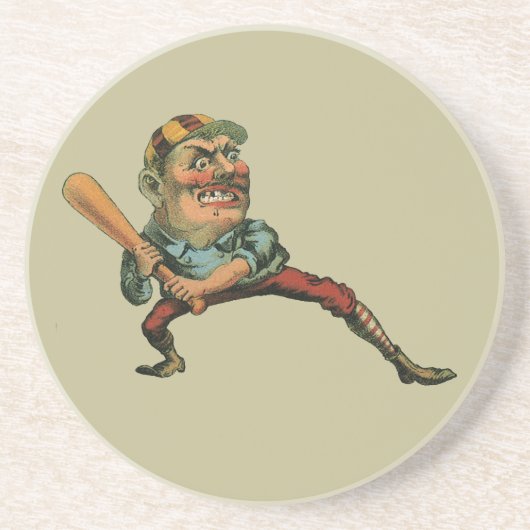 sport, Angry Baseball Player Batter Zandsteen Onderzetter (Voorkant)