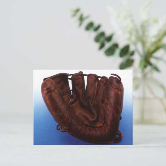  sport, Antiek leder, honkbalhandschoen Briefkaart (Staand voorkant)