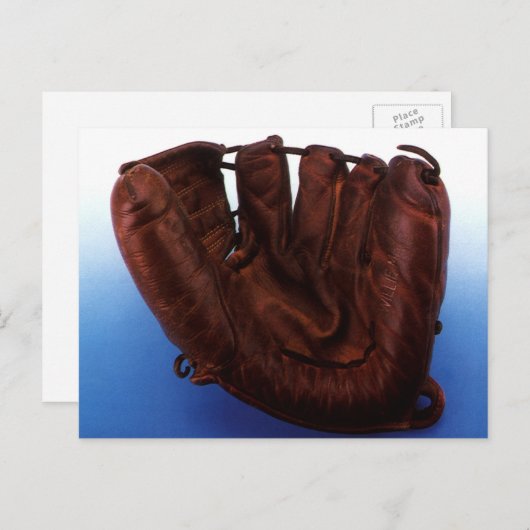  sport, Antiek leder, honkbalhandschoen Briefkaart (Voorkant / Achterkant)