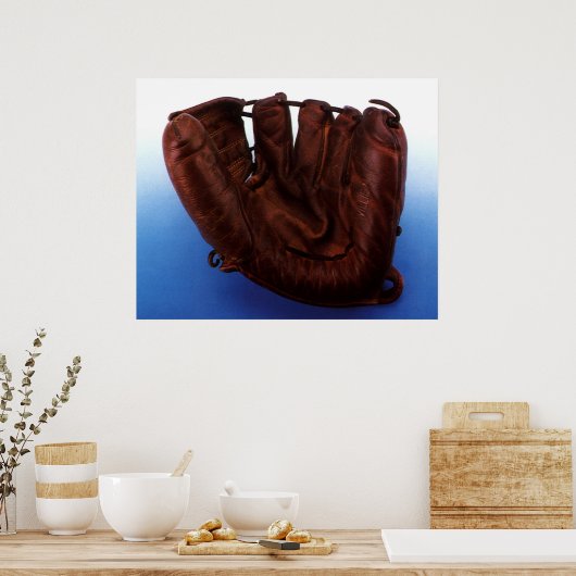  sport, Antiek leder, honkbalhandschoen Poster (Keuken)