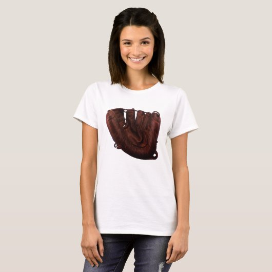  sport, Antiek leder, honkbalhandschoen T-shirt (Voorkant volledig)