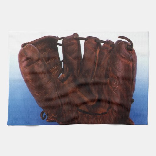  sport, Antiek leder, honkbalhandschoen Theedoek (Horizontaal)