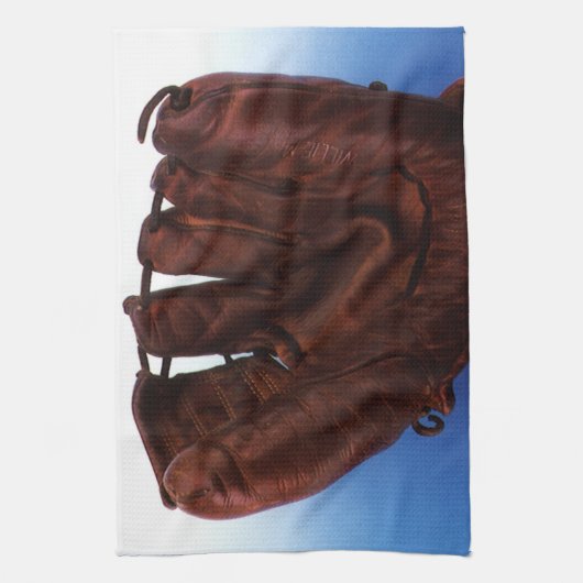  sport, Antiek leder, honkbalhandschoen Theedoek (Verticaal)