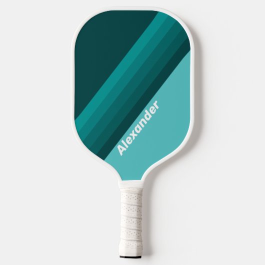 Sport Aqua Fade Stripes with Name Pickleball Paddle (Achterkant)