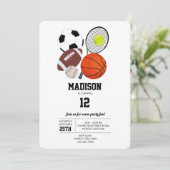 Sport Athletic Balls Birthday Party Kaart (Staand voorkant)