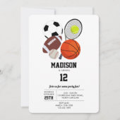 Sport Athletic Balls Birthday Party Kaart (Voorkant)
